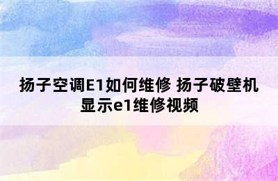 扬子空调E1如何维修 扬子破壁机显示e1维修视频